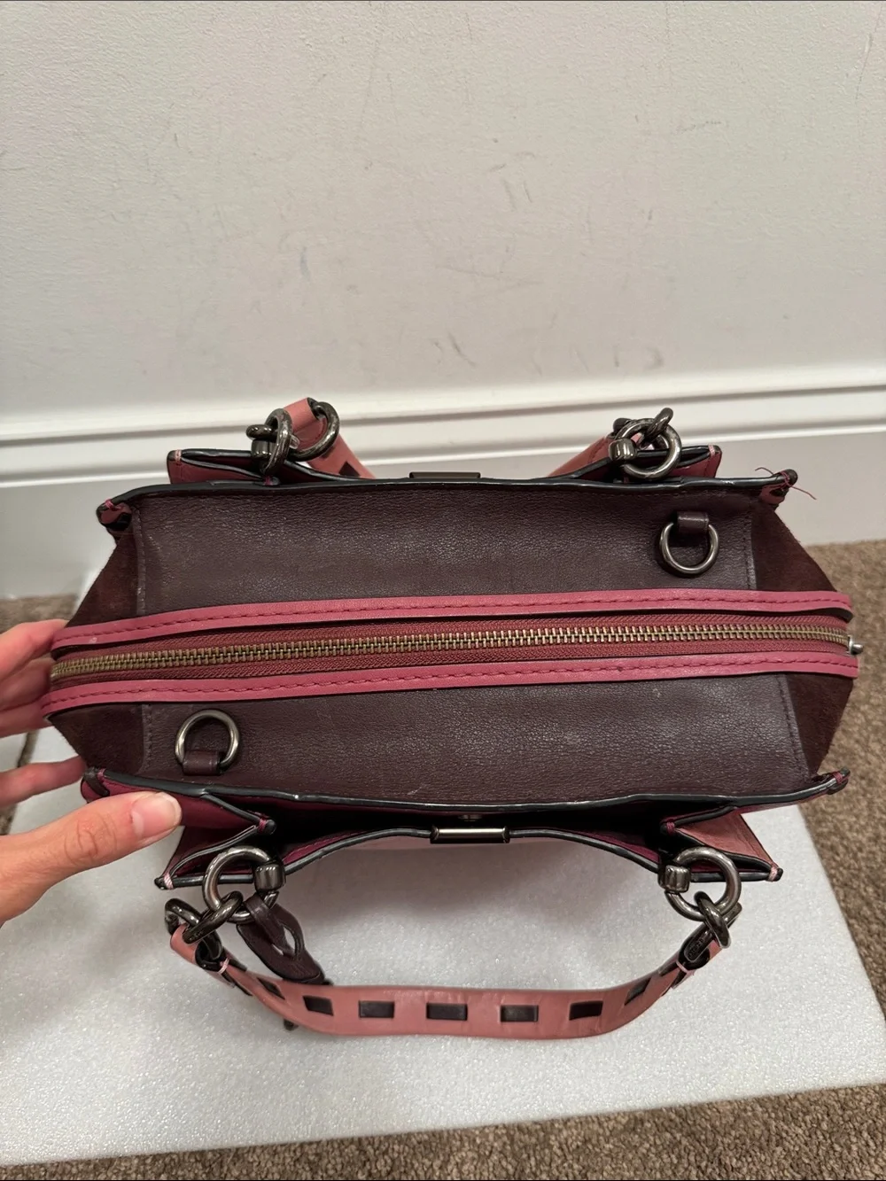 Coach dreamer in colorblock with whipstitch & c charm shoulder bag purse